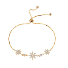 Imitation silver micro-studded three-meter eight-pointed star bracelet female adjustable